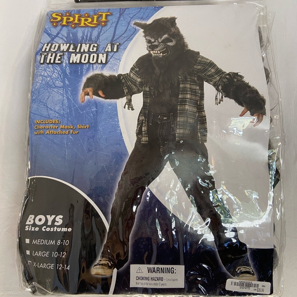 Howling at the Moon Spirit Halloween werewolf costume~Boys XL~12/14